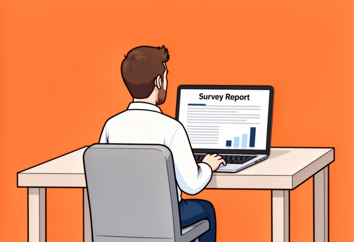 Man reading an asbestos survey report at a desk